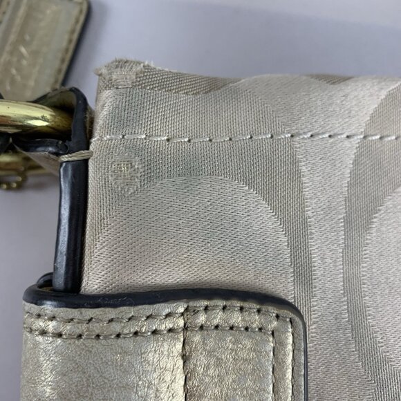 Coach Optic Metallic Signature Chain Crossbody Cream Gold Purse F19820 Hang Tag - Picture 12 of 16